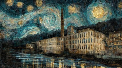 Dreamy Night Over Factory