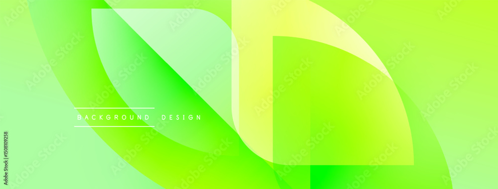 Aufkleber Abstract green layers create dynamic visual flow. Smooth gradients suggest growth, energy, modern design aesthetic.