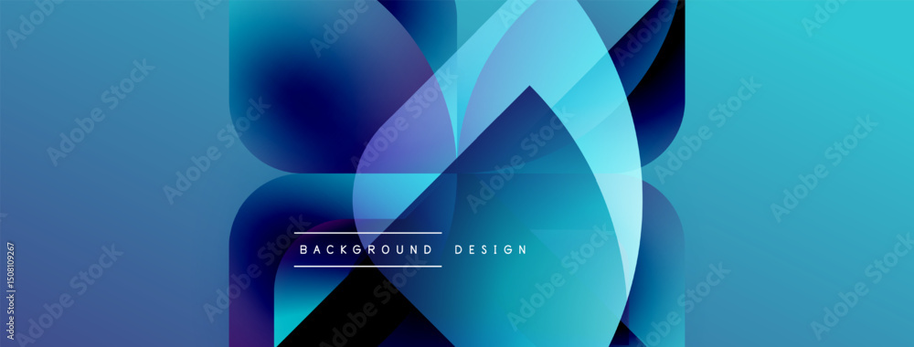 Aufkleber abstract blue design features overlapping shapes, gradients. modern aesthetic, suitable for backgrou