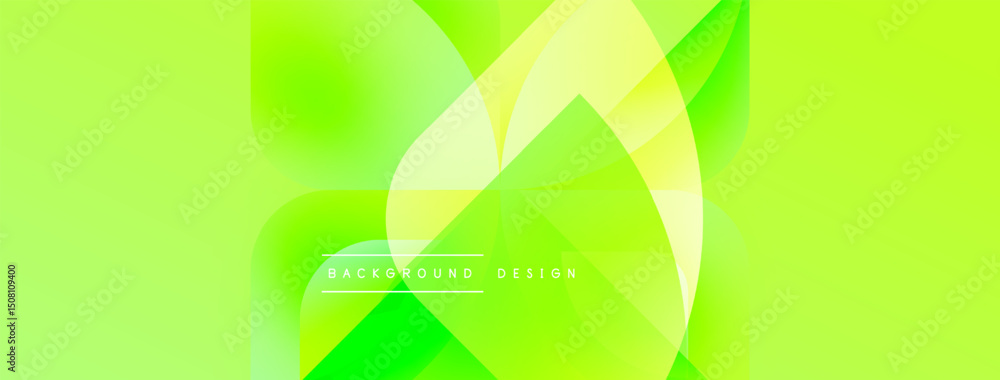Fototapete bright green abstract design. overlapping shapes create dynamic visual effect. modern aesthetic, sui