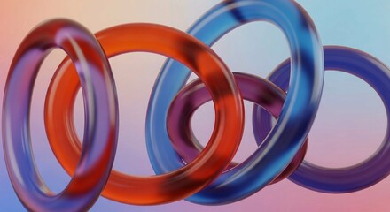 Abstract 3D rendered intertwined knot with vibrant blue to orange translucent gradient colors.
