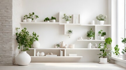 Empty room in white color with modern.generative.ai