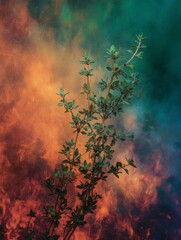 Vibrant Herb on Colorful Background