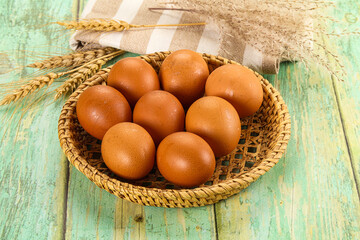 Raw browl chicken egg heap