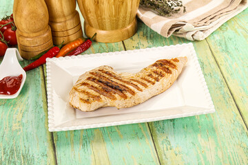 Grilled Turkey fillet breast served sauce