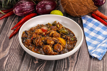 Squid with vegetables in oyser sauce