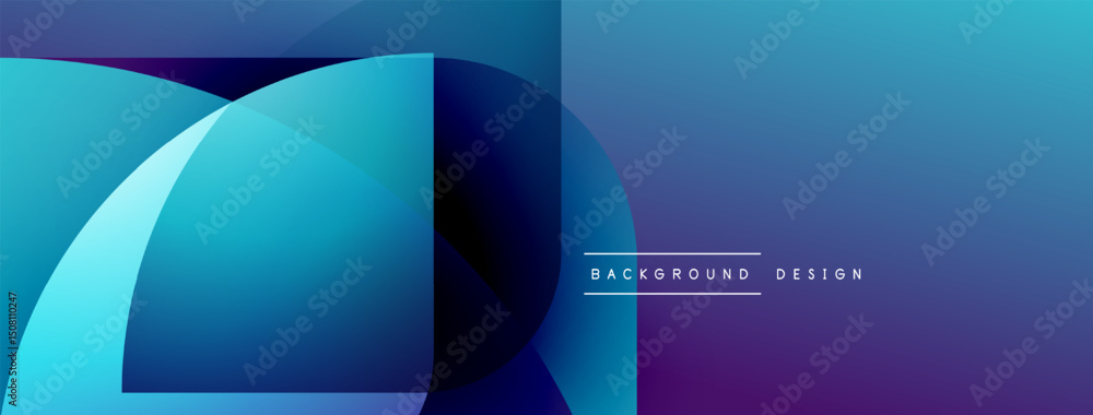 Poster abstract blue purple gradient shapes overlap. modern design elements create dynamic visual effect. t