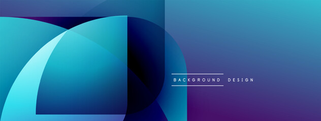 Abstract blue purple gradient shapes overlap. Modern design elements create dynamic visual effect. Text reads background design.