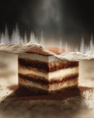 Artistic Tiramisu Dessert Scene