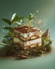 Tiramisu Cake with Greenery