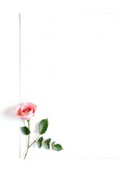 Fototapeta premium Pink rose and blank white paper background