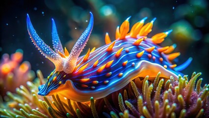 Vibrant Blue Dragon Nudibranch Underwater Wonders of the Ocean, Exquisite Marine Life Photography