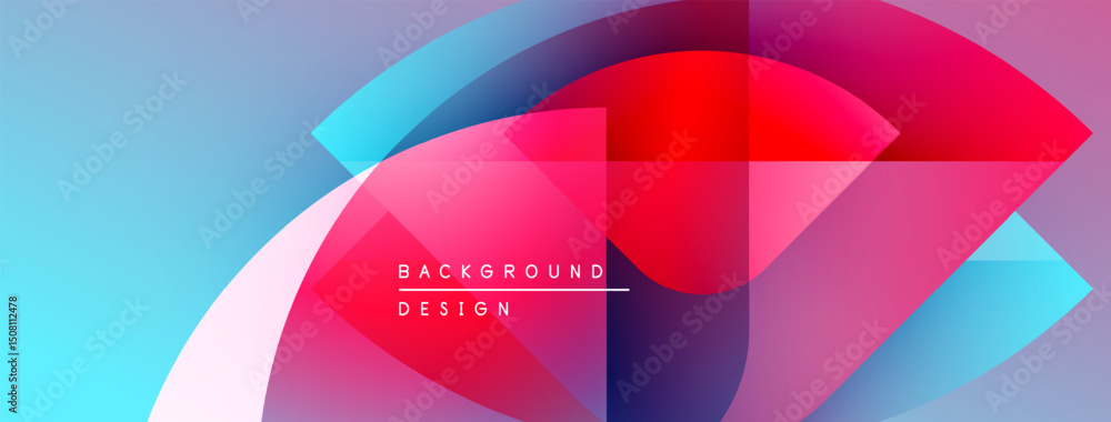 Leinwandbilder Abstract colorful design features overlapping shapes. Gradient hues blend from blue to pink, creating dynamic visual effect. Text reads background design.