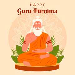 illustration to celebrate guru purnima in flat design