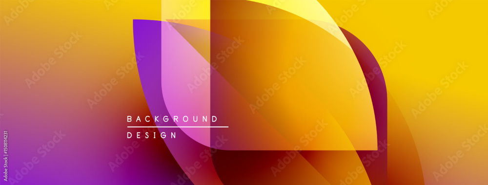 Aufkleber abstract vibrant design features overlapping shapes, gradients. yellows, purples, oranges create dyn