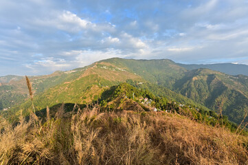 landscape with mountains and clouds