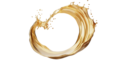 Title: Gold Swirl Splash 3D Render Icon Isolated on White Background