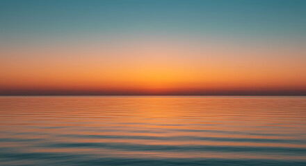 Obraz premium Serene Sunset over Calm Ocean Water Peaceful Horizon Vibrant Sky Colors