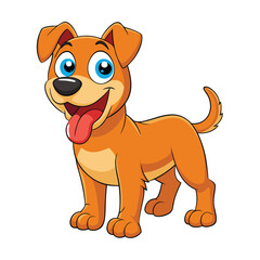 Obraz premium Cartoon Dog Illustration Happy Puppy with Tongue Out and Big Blue Eyes