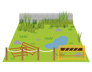 空き地　放置された土地　荒れた土地 © koti