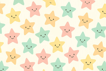 Cute seamless pattern of stars in pastel colors