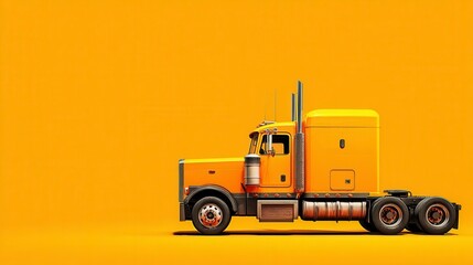 Bright Yellow Truck on Orange Background