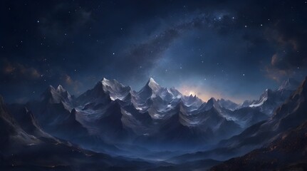 Starry night sky over majestic mountain range.generative.ai