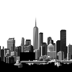 new York city skyline with transparent background PNG and JPEG image	