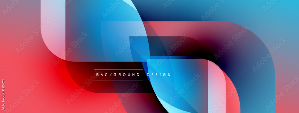 Aufkleber abstract fluid shapes overlap, creating vibrant color gradients. red, blue, pink hues blend seamless