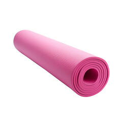 Simple pink yoga mat on white background