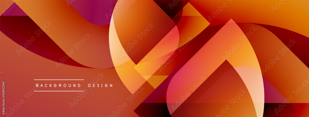 Poster abstract flowing shapes, warm colors dominate. gradient shades create dynamic visual texture. modern