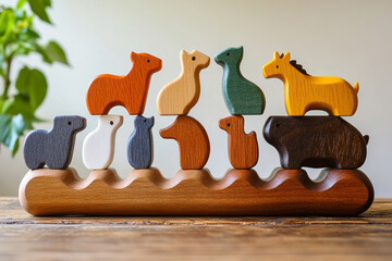 Interlocking Wooden Animal Toys – Creative and Educational Kids Playset

