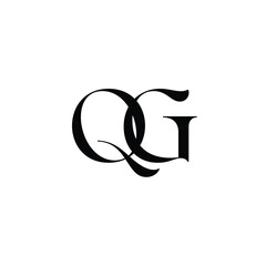 QG monogram logo design letter text name symbol monochrome logotype alphabet character simple logo