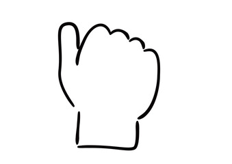 手書きの手のイラスト　握りこぶし　塗りなし線画