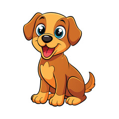 Obraz premium Cheerful Cartoon Puppy Sitting Animated Dog Illustration with Bright Eyes and Happy Smile