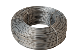 Coil of steel wire isolated on transparent background