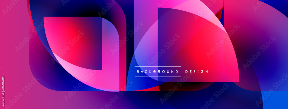 Leinwandbilder abstract geometric shapes blend vibrant pinks, blues, purples. modern design features layered forms,