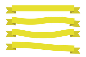 Fototapeta premium Set of yellow curved ribbon banners for decorative and label design.