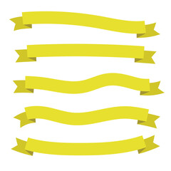 Fototapeta premium Collection of long yellow ribbon banners in various curved styles.