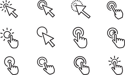 Pointer Cursor Clicking Hand Icon Interactive Click Cursor Vector Illustration for Web UI and Digital Design