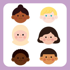 Cute_Diverse_Children_Faces_Illustration_Set