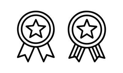 Outline Award Badge Icons with Star – Achievement and Quality Symbol Vector Set