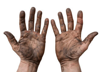 Dirty hands isolated on transparent background