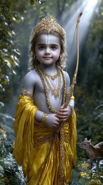 Rama as Vishnu avatar: revered embodiment, dharma upholder, ideal king, devoted spouse, warrior hero, Raghu dynasty lord, sacred protector, Ramachandra glory, Ayodhya guiding light.