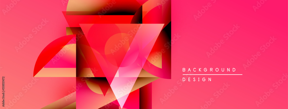 Aufkleber abstract geometric shapes overlap, creating dynamic pink, gold composition. modern design element fo