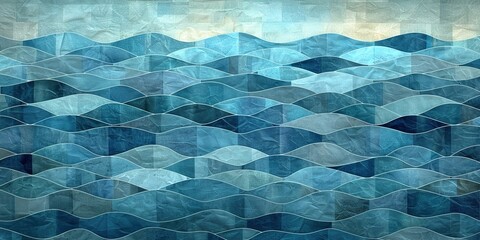 Obraz premium Blue waves paper layer overlap on space for text 