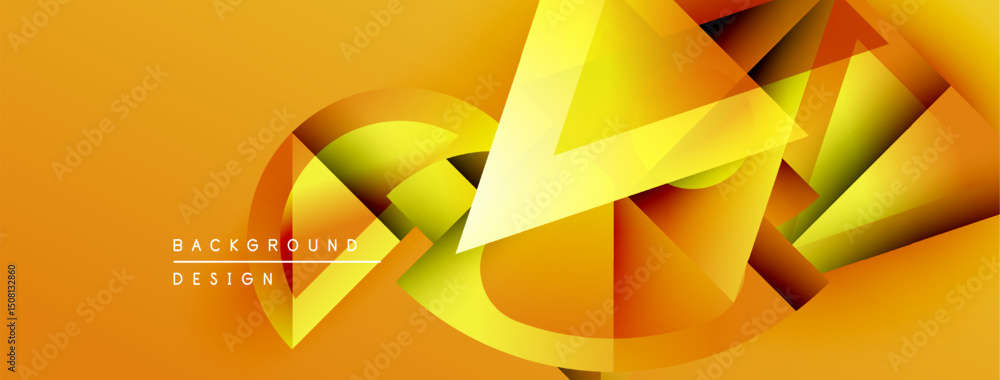 Aufkleber abstract geometric shapes, vibrant orange, yellow hues. modern design, dynamic composition, gradient