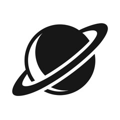 Simple icon of planet saturn with ring representing space exploration and astronomy