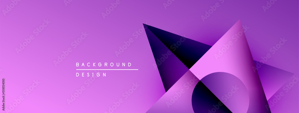 Aufkleber Abstract purple design features layered geometric shapes. Gradient background creates depth, modern aesthetic. Minimalist composition.