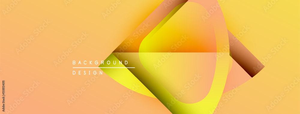 Poster Abstract geometric shapes, warm color palette. Gradient background creates dynamic visual effect. Modern design elements present.